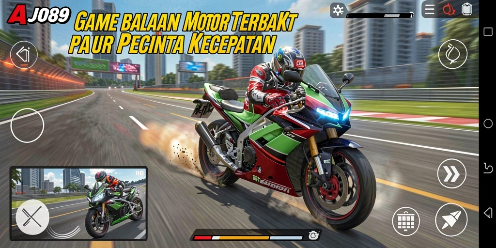 Tampilan gameplay AJO89 yang mendebarkan saat balapan motor.