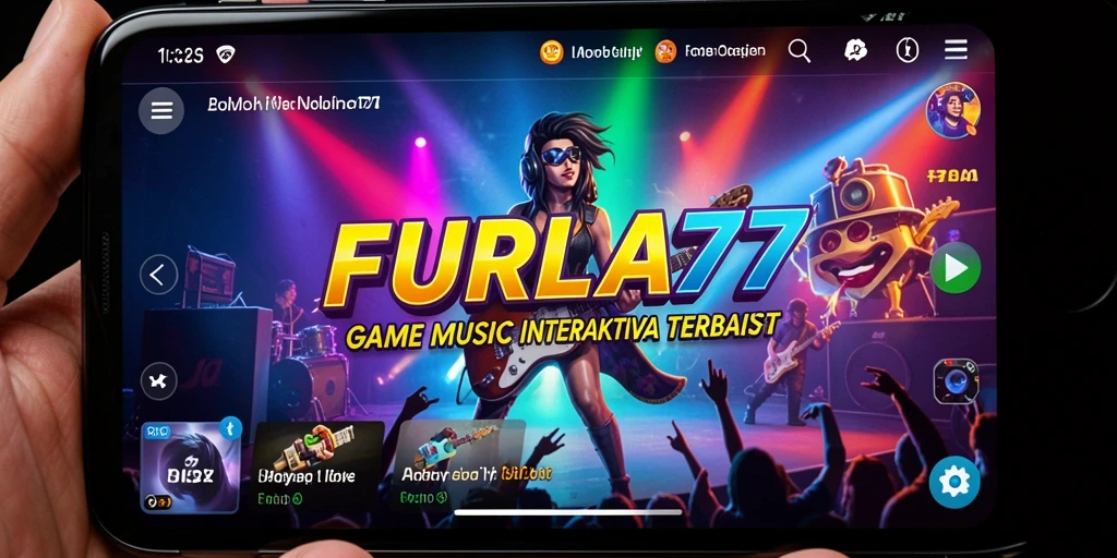 Screenshot gameplay FURLA77 menampilkan antarmuka musik yang menarik.