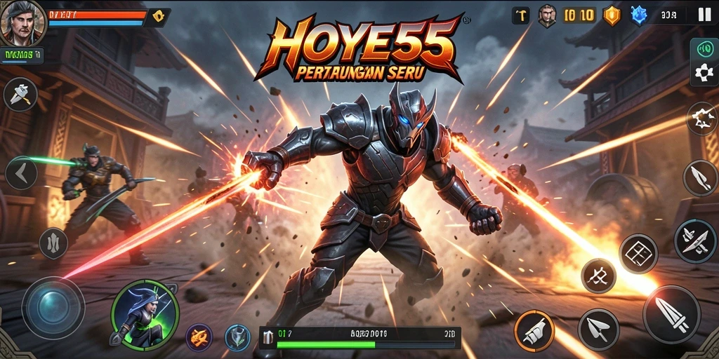 Gameplay seru HOYE55 dengan pertarungan yang mendebarkan.