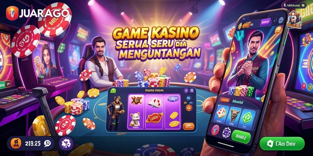 Tampilan gameplay seru di JUARAGO menunjukkan berbagai permainan Kasino.