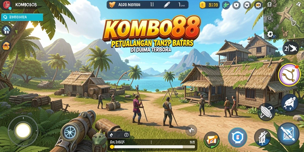 Tangkapan layar gameplay <strong>KOMBO88</strong> yang menunjukkan eksplorasi dunia terbuka.