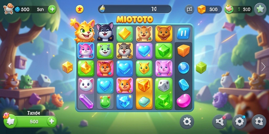 Tampilan gameplay MIOTOTO yang menarik dalam suasana Match-3.