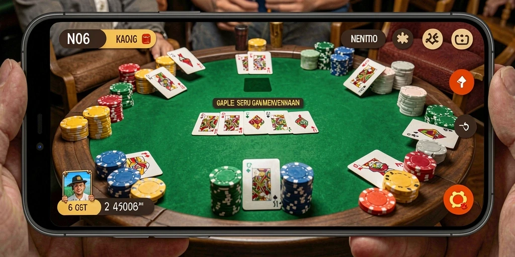 Screenshot N06 menunjukkan suasana seru bermain Gaple.