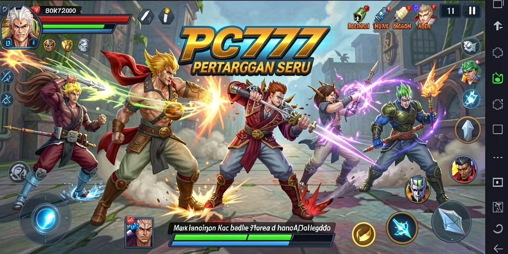 Tangkapan layar gameplay PC777 yang menunjukkan pertarungan mendebarkan.