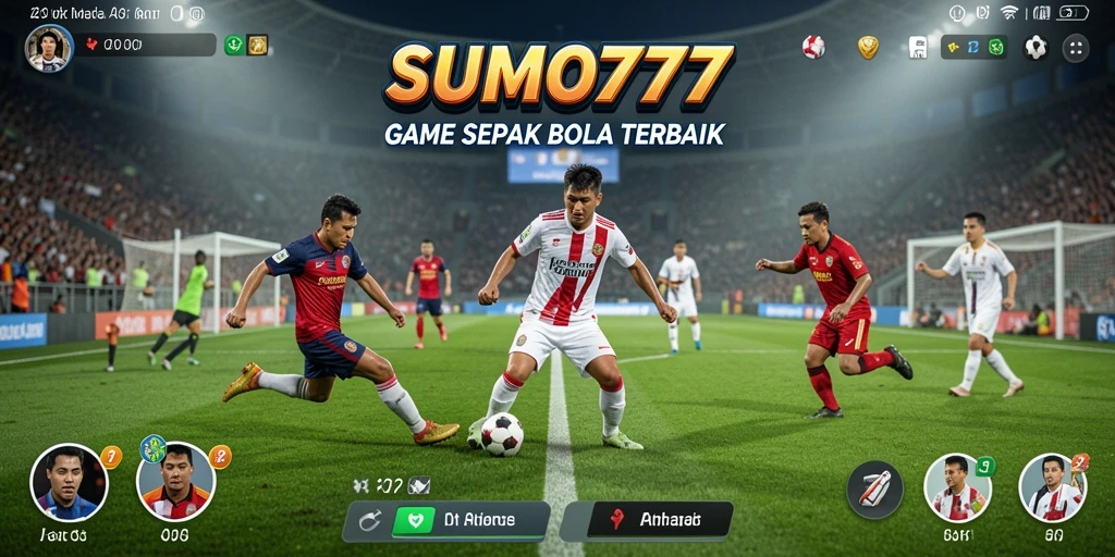 Tangkapan layar gameplay SUMO777 yang menegangkan saat pertandingan sepak bola.