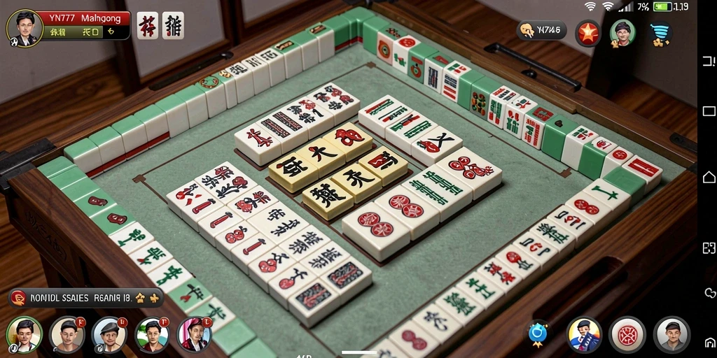 Tampilan gameplay YN777 dengan ubin Mahjong yang beragam.