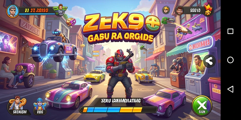 Tangkapan layar ZK9 menunjukkan aksi seru dalam gameplay arcade.
